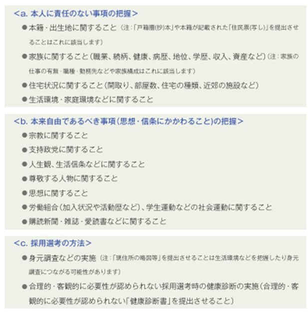 就活ハラスメント防止に関する具体的